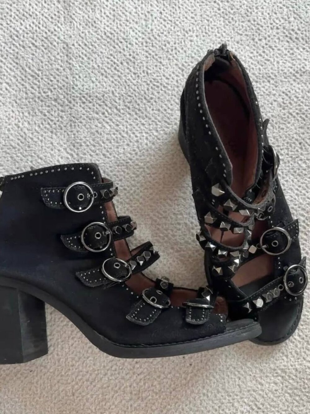 Edgy Gothic Punk Open Toe Heels - Picture 3 of 5